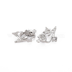 Brass Micro Pave Clear Cubic Zirconia Pendants&nbsp;KK-N232-294P