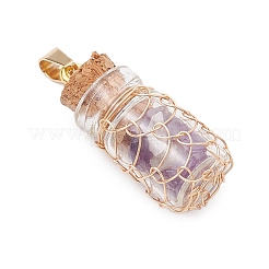 5Pcs Copper Wire Wrapped Glass Jar Pendants&nbsp;PALLOY-JF03642