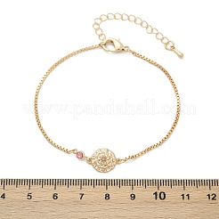 Brass Micro Pave Cubic Zirconia Birthday Flower Link Bracelets&nbsp;BJEW-U031-01G-10