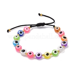 Flat Round with Evil Eye Beaded Bracelet&nbsp;BJEW-JB07102-01
