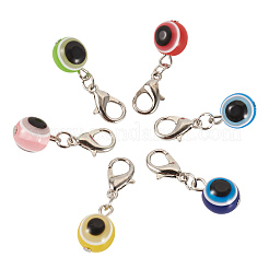 36Pcs 6 Colors Handmade Lampwork Evil Eye Pendant Decorations&nbsp;HJEW-TA0001-11