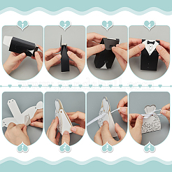 120Pcs 6 Styles Wedding Dress Suit Shaped Paper Candy Packing Boxes with Ribbon&nbsp;CON-WR0001-16