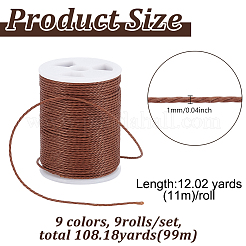 9 Colors Round Waxed Polyester Cord&nbsp;YC-PH0002-50B