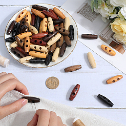 84Pcs 7 Colors Natural Wood Buttons&nbsp;BUTT-GF0003-90C