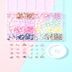 648Pcs 24 Styles Frosted Baking Paint Crackle Glass Beads with Glitter Powder&nbsp;DGLA-FS0001-12