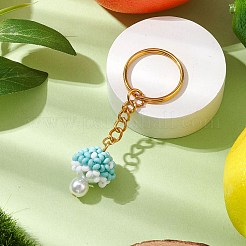 Glass Seed Beads Mushroom Keychain&nbsp;KEYC-MZ00021-02