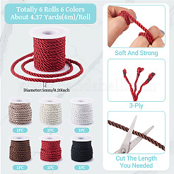 6 Rolls 6 Colors Polyester Cord&nbsp;OCOR-TA0003-27