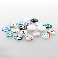 Helm &  Anchor Printed Glass Cabochons&nbsp;GGLA-A002-16mm-WW