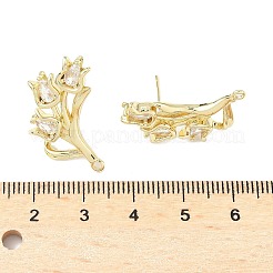 Brass Micro Pave Clear Cubic Zirconia Stud Earring Findings&nbsp;KK-Z106-02G-08