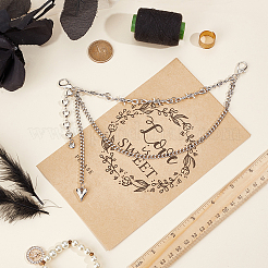 1Pc Alloy & 304 Stainless Steel Barbed Wire Heart Tassel Double Layer Bag Decorative Chains&nbsp;HJEW-BM0001-99