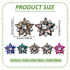 20Pcs 5 Colors Glass Rhinestone Star Iron on/Sew On Patches&nbsp;DIY-WR0004-89