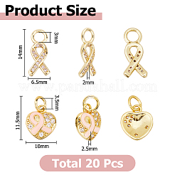 20Pcs 2 Styles Brass Micro Pave Clear Cubic Zirconia Pendants&nbsp;KK-HS0001-92