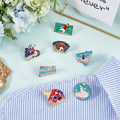 7Pcs 7 Styles Sports Themed Alloy Enamel Brooches&nbsp;JEWB-SC0001-69