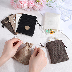 4 Colors Polyester Imitation Burlap Packing Pouches Drawstring Bags&nbsp;ABAG-BBC0001-04A