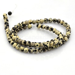 Round Natural Dalmatian Jasper Beads Strands&nbsp;G-N0120-23-4mm