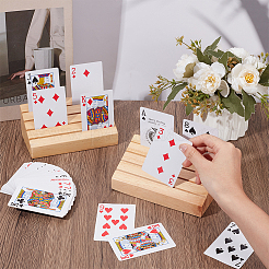 Pine Wooden Slant Back Playing Cards Slotted Holder&nbsp;ODIS-WH0079-071