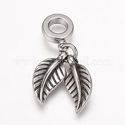 304 Stainless Steel European Dangle Charms&nbsp;LS-OPDL-K001-01AS