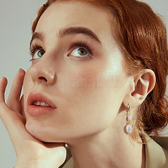 2 Pairs 2 Colors Natural Cultured Freshwater Pearl Hoop Earrings&nbsp;EJEW-HS00005