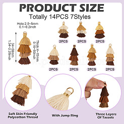 14Pcs 7 Styles Polycotton(Polyester Cotton) Tassel Pendant Decorations&nbsp;FIND-TA0009-06
