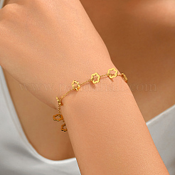 201 Stainless Steel Hollow Flower Link Chain Bracelets for Women&nbsp;UF0900