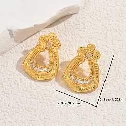 Brass Clear Cubic Zirconia Flower Dangle Stud Earrings&nbsp;EG3617