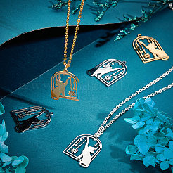 8Pcs 2 Colors 201 Stainless Steel Pendants&nbsp;STAS-DC0005-12
