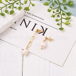 Natural Cultured Freshwater Pearl Asymmetrical Earrings&nbsp;EJEW-JE04387