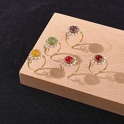 Natural Mixed Gemstone Finger Rings for Girl Women&nbsp;RJEW-TA00012