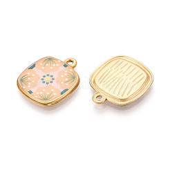 Printed Style 304 Stainless Steel Square Pendants&nbsp;STAS-T071-25E-G