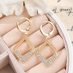 Brass Micro Pave Clear Cubic Zirconia Leverback Earrings&nbsp;EJEW-K300-08G