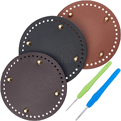 3Pcs 3 Colors Flat Round PU Leather Knitting Crochet Bags Nail Bottom Shaper Pad&nbsp;DIY-CL0002-14