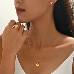 Diamond Brass Stud Earrings & Pendant Necklaces & Rings Sets for Women&nbsp;YM9426