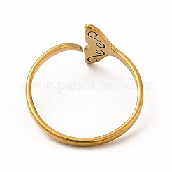 201 Stainless Steel Whale Tail Open Cuff Ring for Women&nbsp;RJEW-K239-01G-1