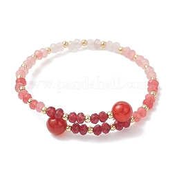 Dyed Natural Malaysia Jade & Brass Beaded Bangles for Women&nbsp;BJEW-JB13343-02