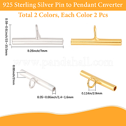 4Pcs 2 Colors 925 Sterling Silver Pin to Pendant Converter&nbsp;STER-BBC0009-17B