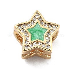 Rack Plating Brass with Cubic Zirconia European Beads and Enamel&nbsp;KK-Q017-08A-G