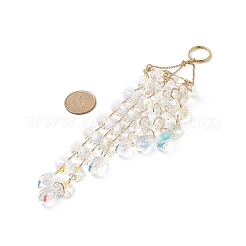 Electroplated Octagon Glass Beaded Pendant Decoration&nbsp;HJEW-JM00836-01