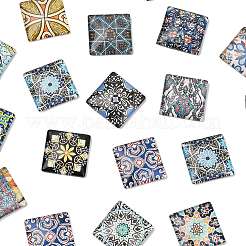 20Pcs Printed Glass Flat Back Cabochons&nbsp;GGLA-FS0001-21