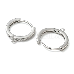 Rack Plating Brass Micro Pave Cubic Zirconia Hoop Earrings Findings&nbsp;KK-K392-33P