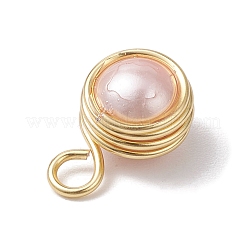 Shell Pearl Round Copper Wire Wrapped Pendants&nbsp;PALLOY-JF03258