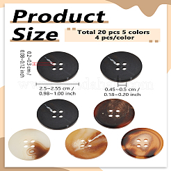 5 Colors Resin Buttons&nbsp;BUTT-LP0001-37A
