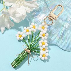 Flower Glass Seed Beads Pendant Decoration&nbsp;HJEW-TA00310