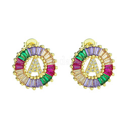 Brass Colorful Cubic Zirconia Stud Earrings&nbsp;WG39B88-01