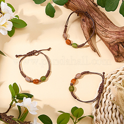 3Pcs Handmade Porcelain Beads Braided Bead Bracelets for Men Women&nbsp;BJEW-CP0001-01A