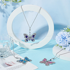 3Pcs Butterfly Alloy Glass Pendant Decoration&nbsp;HJEW-PH02100