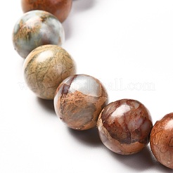 Natural Aqua Terra Jaspe Round Beads Stretch Bracelet for Men Women&nbsp;BJEW-JB06823-03