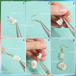 DIY Synthetic Turquoise & Shell Earring Making Kit&nbsp;DIY-SC0028-98
