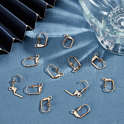 50Pcs Brass Leaf Leverback Earring Findings&nbsp;KK-BBC0004-34