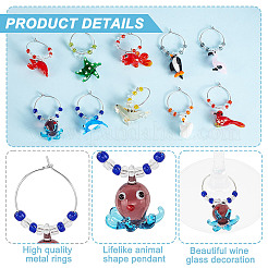 Sea Animal Glass Wine Glass Charms&nbsp;AJEW-GA00018