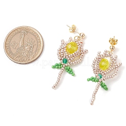 Glass Seed Beads Dangle Stud Earrings&nbsp;EJEW-MZ00326